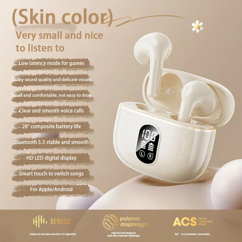 DIXSG TWS Bluetooth 5.2 Earphones – ANC, Touch Control, Low Latency