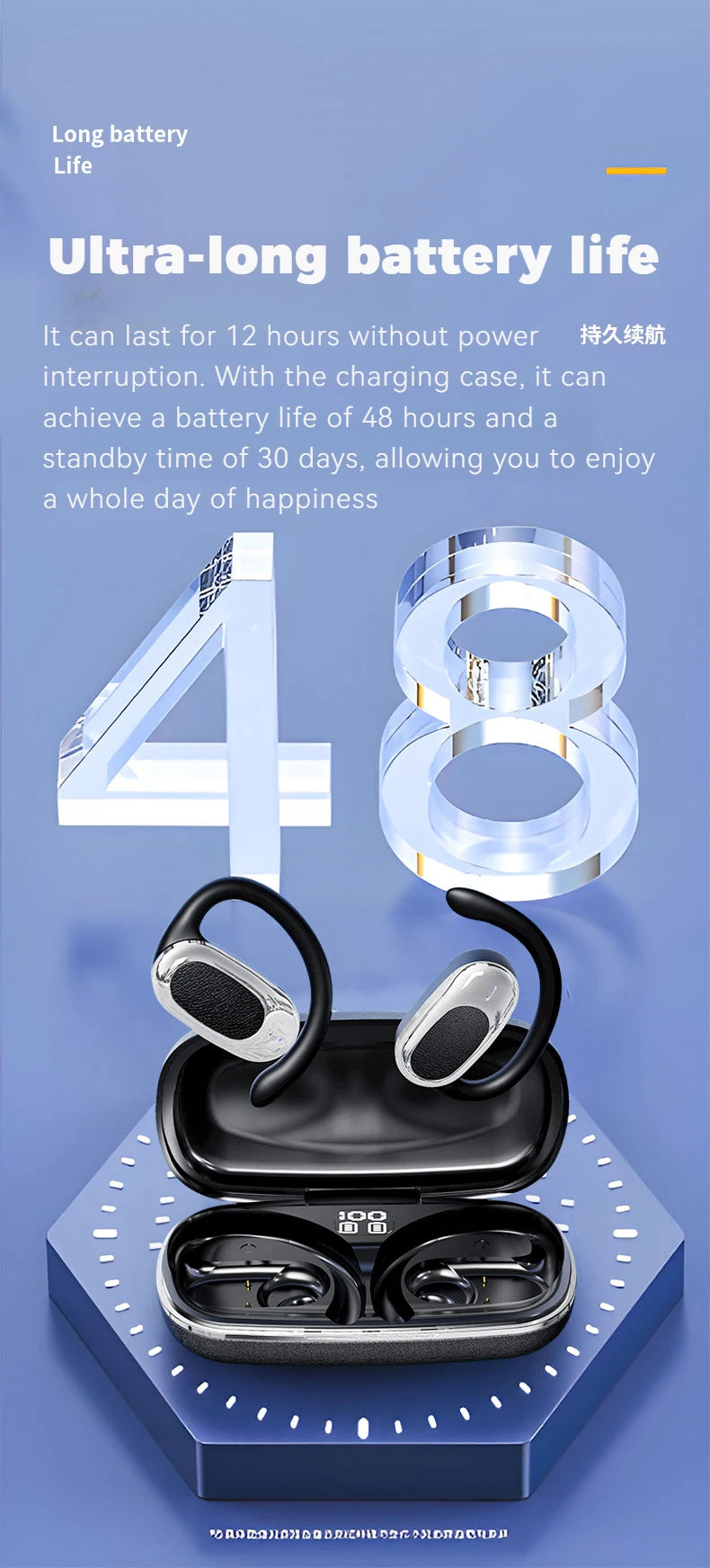 Air Basics Y7 Ear Hook Bluetooth Headset – HD Stereo & Sweatproof