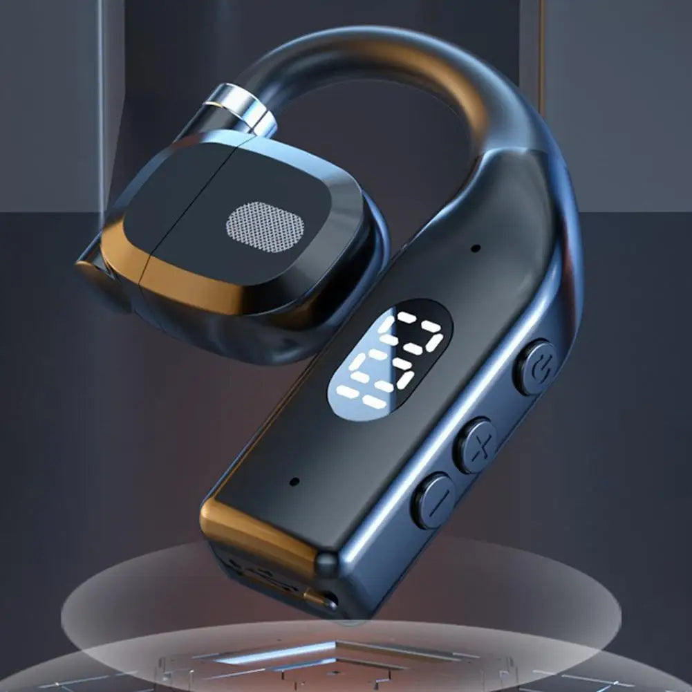 GRWIBEOU Bone Conduction Bluetooth 5.4 Headset – Waterproof Business Ear Hook with Mic & ANC