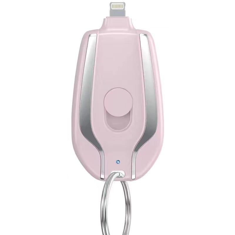 Mini Keyring Power Bank with Built-in Lightning or Type-C Cable – 1500mAh Emergency Charger