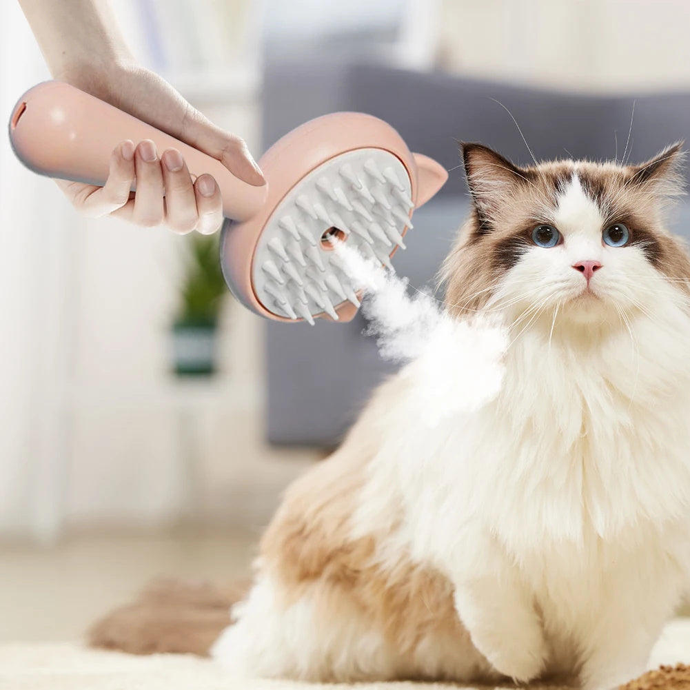 Steam Pet Grooming Brush – Rechargeable, Soothing Brush for Cats & Small Dogs