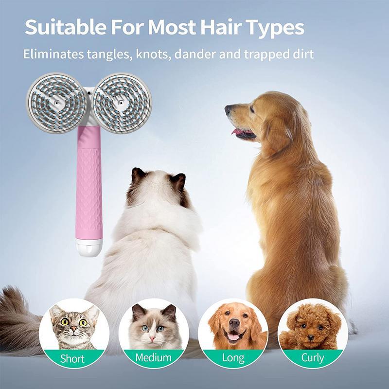 Negative Ion Dual-Head Pet Brush – Self-Cleaning Cat & Dog Grooming Tool
