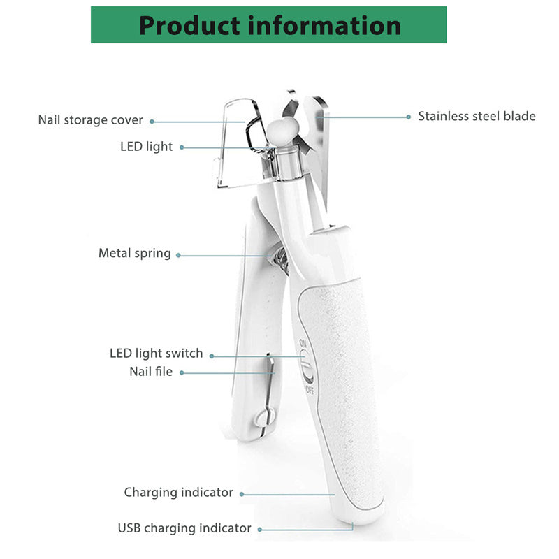 LED Pet Nail Clipper with Nail File & Collector – Safe Grooming for Cats & Dogs