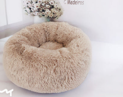 Plush Donut Calming Bed – Orthopedic Anti-Anxiety Pet Nest for Dogs & Cats
