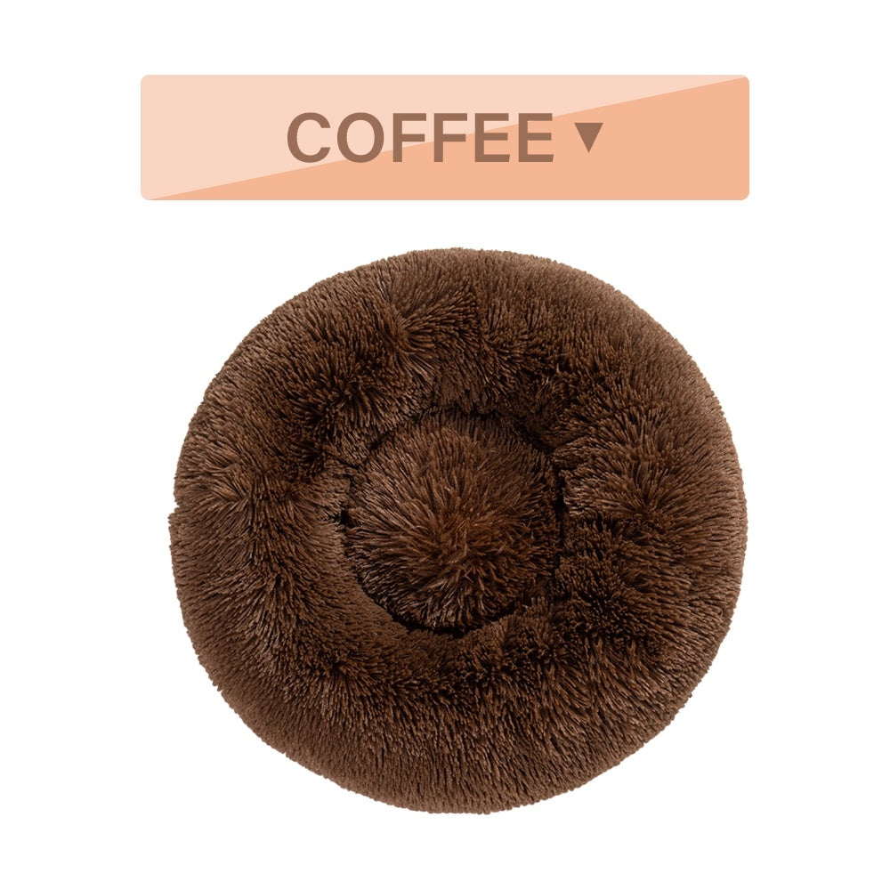 Fluffy Donut Dog Bed – Calming Plush Bed for Cats & Dogs (S–XL)