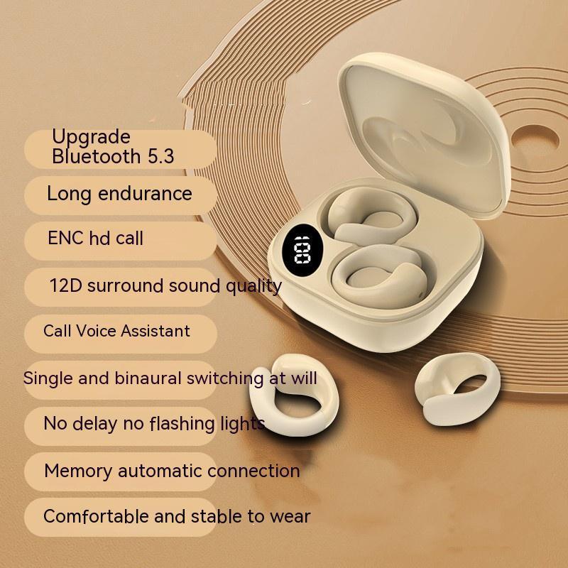 Bluetooth 5.3 LED Ear Clip Wireless Earbuds