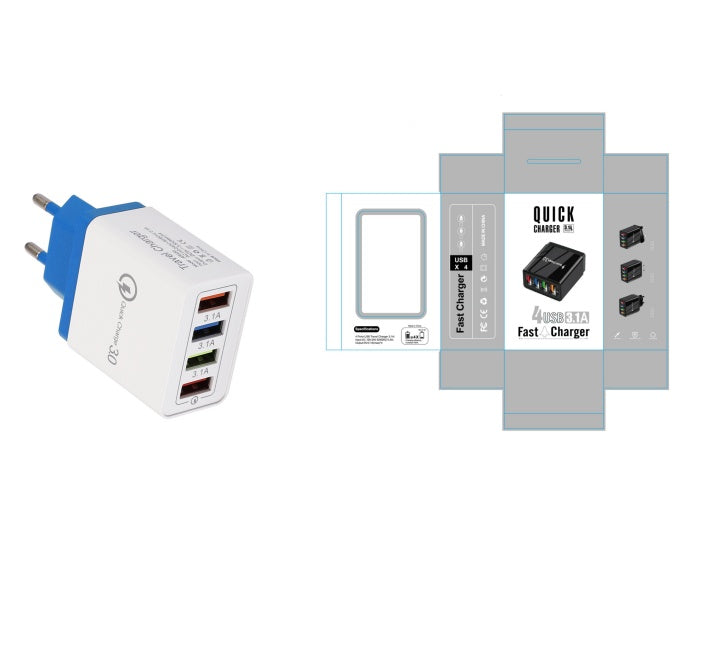 4-Port USB Wall Charger with Quick Charge 3.0 – EU/US Plug | Fast Multi-Device Charging – power-bank