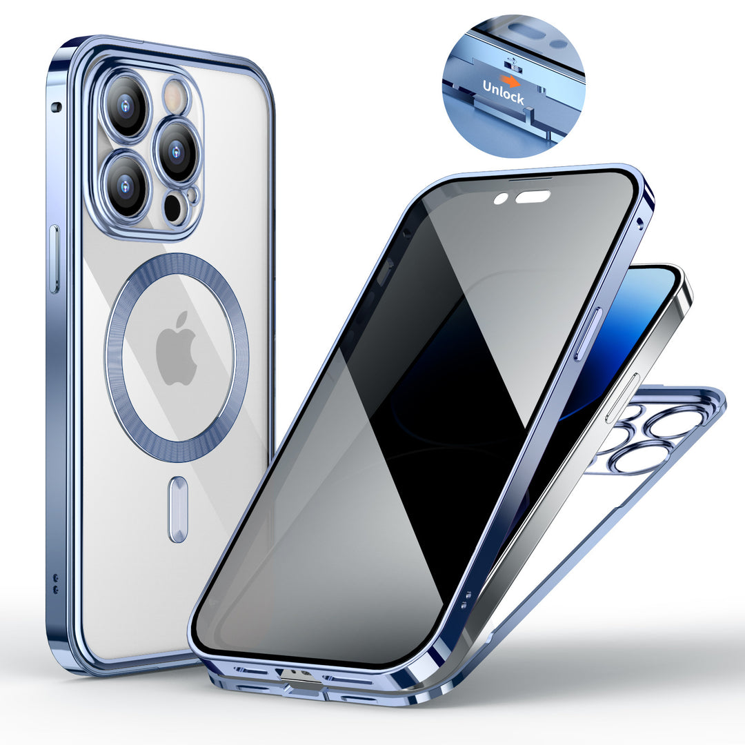 360° Magnetic Privacy iPhone Case – Metal Double-Lock Full Protection Cover – phone-case