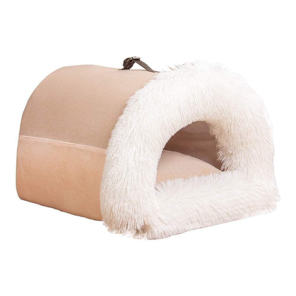 Cozy Cat House Villa – Semi-Enclosed Plush Pet Nest for Cats & Small Dogs