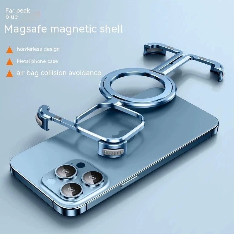 Magnetic Metal iPhone Case – Shockproof with Built-in Kickstand & Heat Dissipation