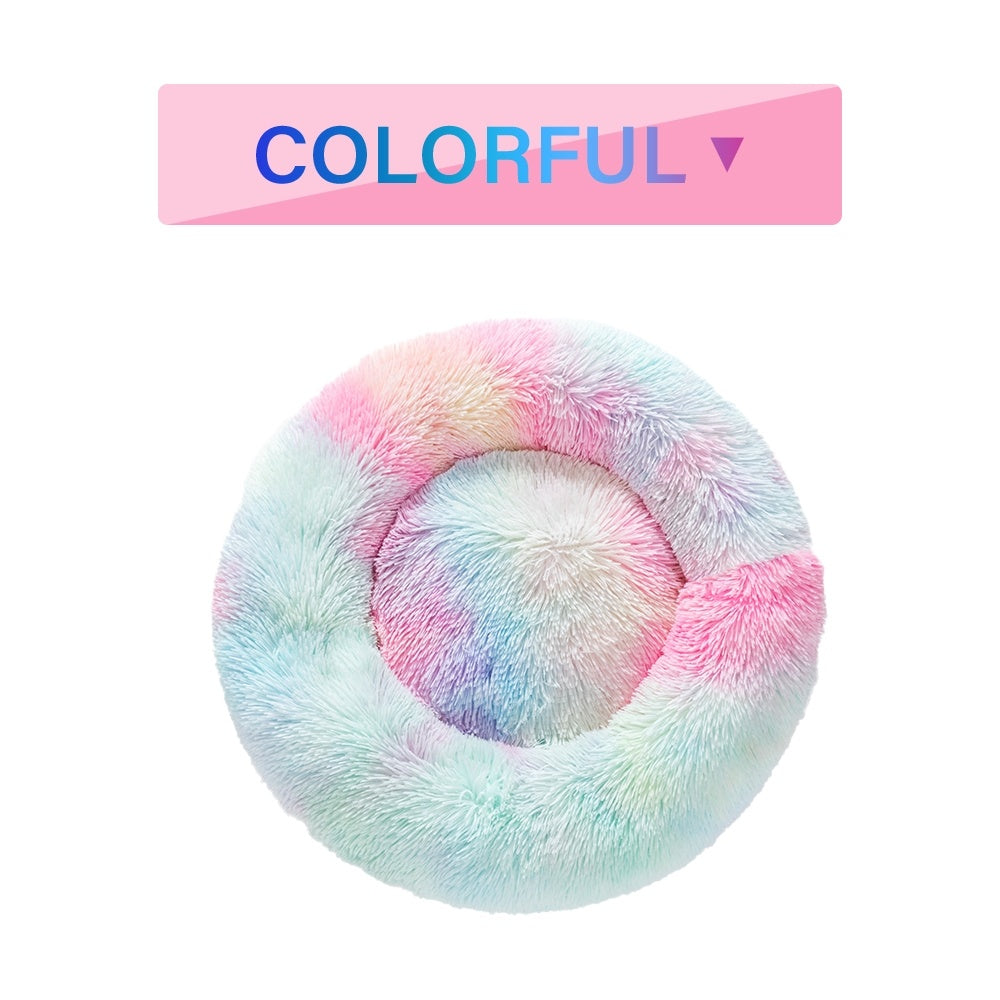 Fluffy Donut Dog Bed – Calming Plush Bed for Cats & Dogs (S–XL)