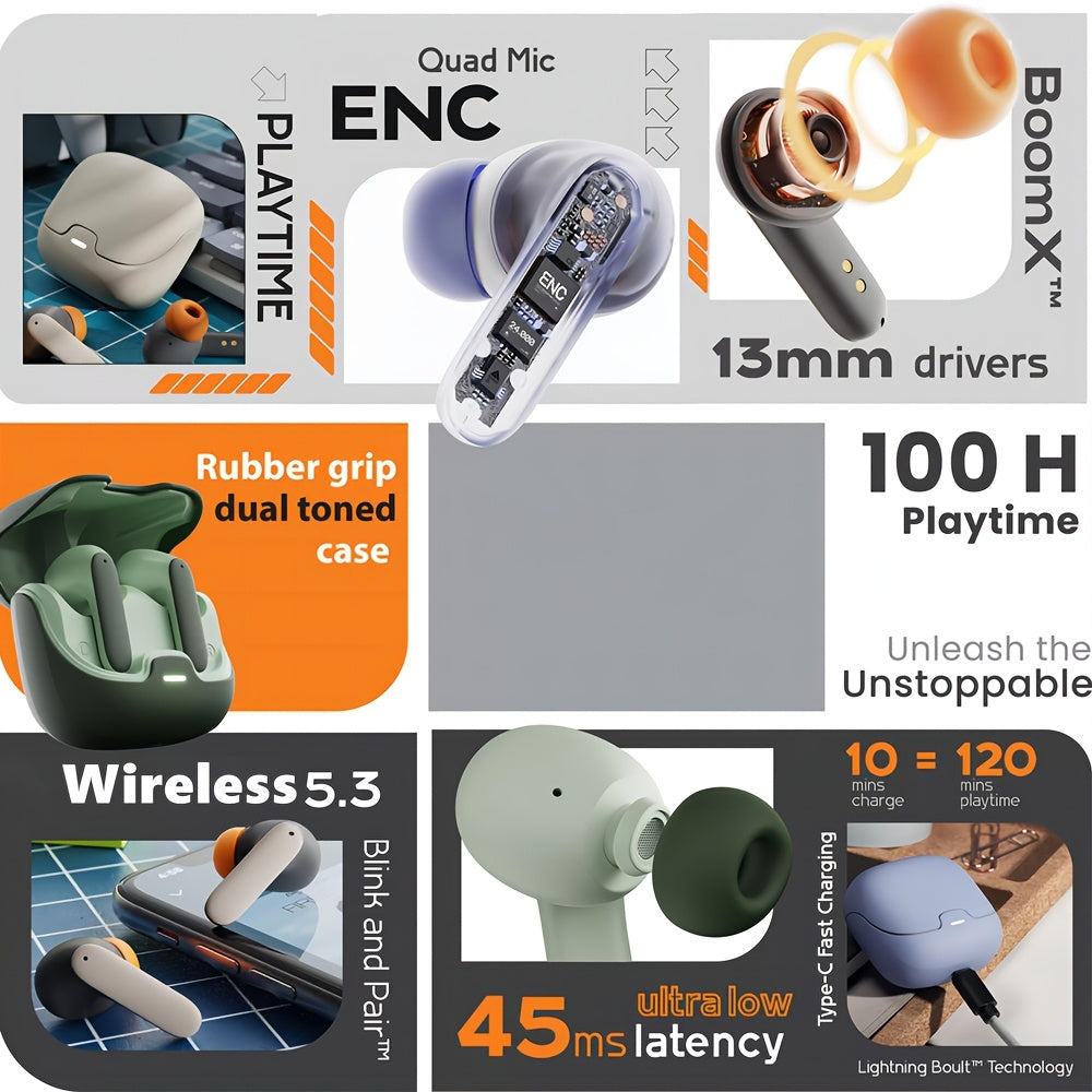 Wireless Translation Earbuds with Noise Cancelling | 550mAh