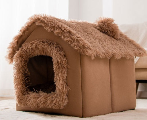 Self-Warming Plush Pet Nest Bed – Cozy Indoor Bed for Cats & Small Dogs