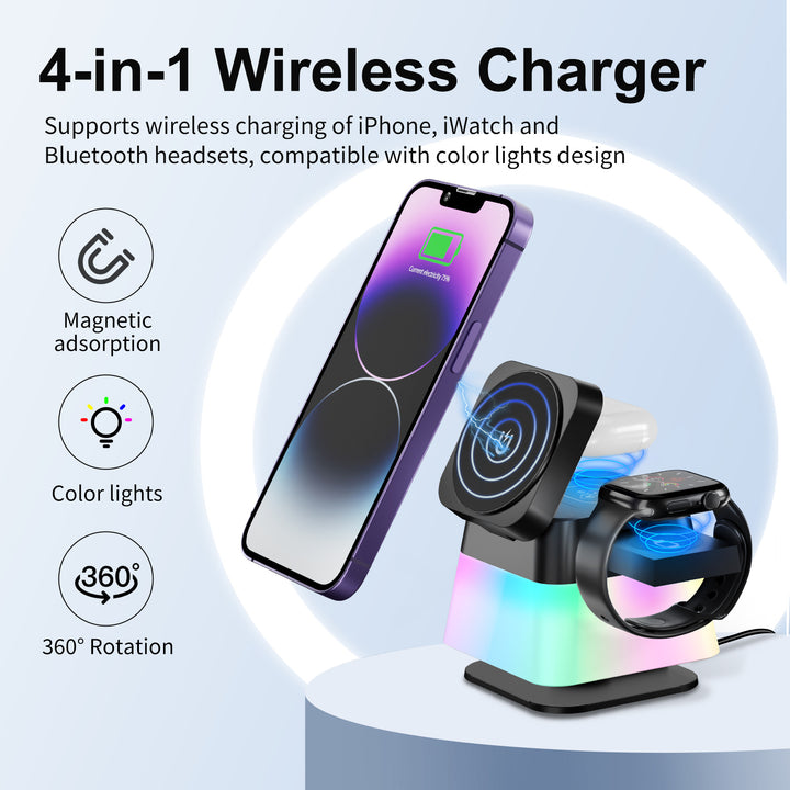 4-in-1 Magnetic Wireless Charger – Foldable Charging Station with Night Light – power-bank