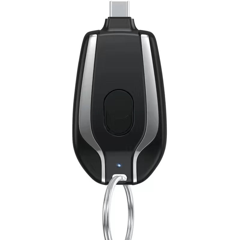 Mini Keyring Power Bank with Built-in Lightning or Type-C Cable – 1500mAh Emergency Charger