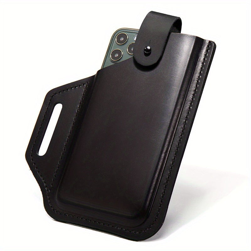 Genuine Leather Belt Phone Pouch – Slim, Hands-Free & Retro