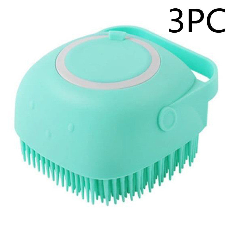 Silicone Pet Bath & Massage Brush – Gentle Grooming Tool with Shampoo Dispenser