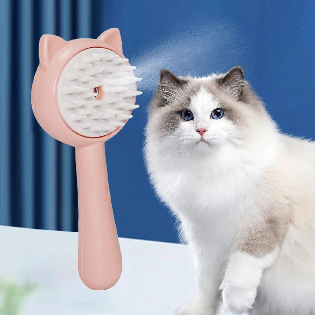 Steam Pet Grooming Brush – Rechargeable, Soothing Brush for Cats & Small Dogs