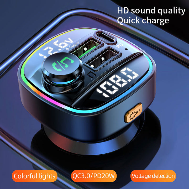 Bluetooth Car MP3 Charger – FM Transmitter, QC3.0/PD Fast Charging, RGB Display – tech-gadget