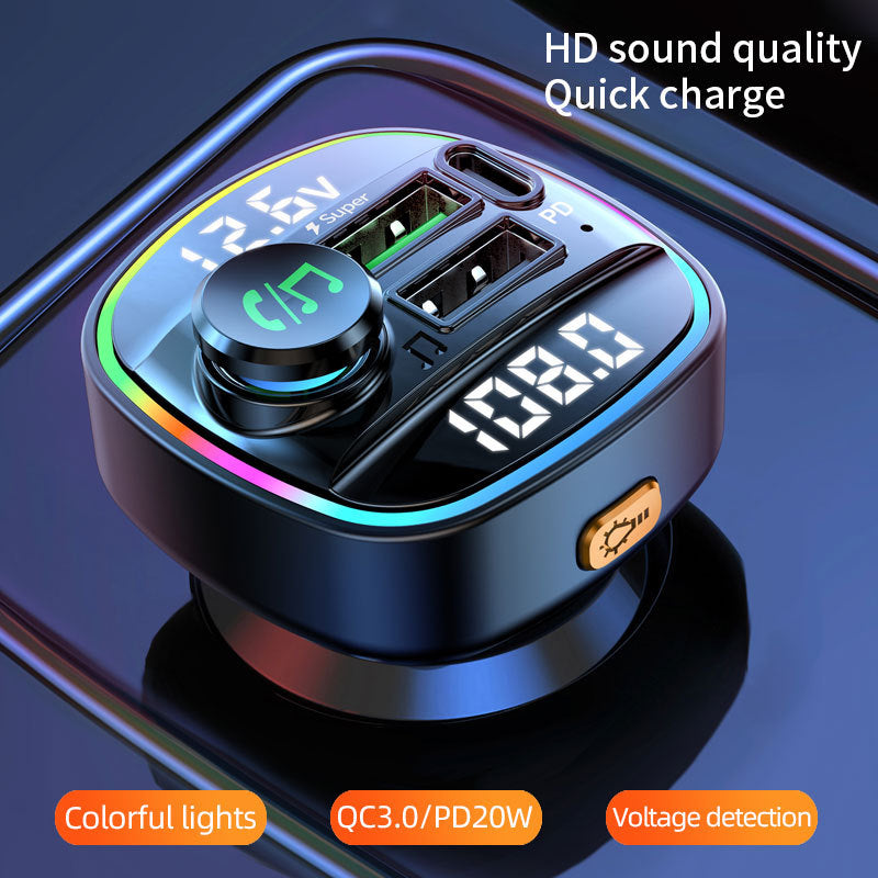 Bluetooth Car MP3 Charger – FM Transmitter, QC3.0/PD Fast Charging, RGB Display – tech-gadget