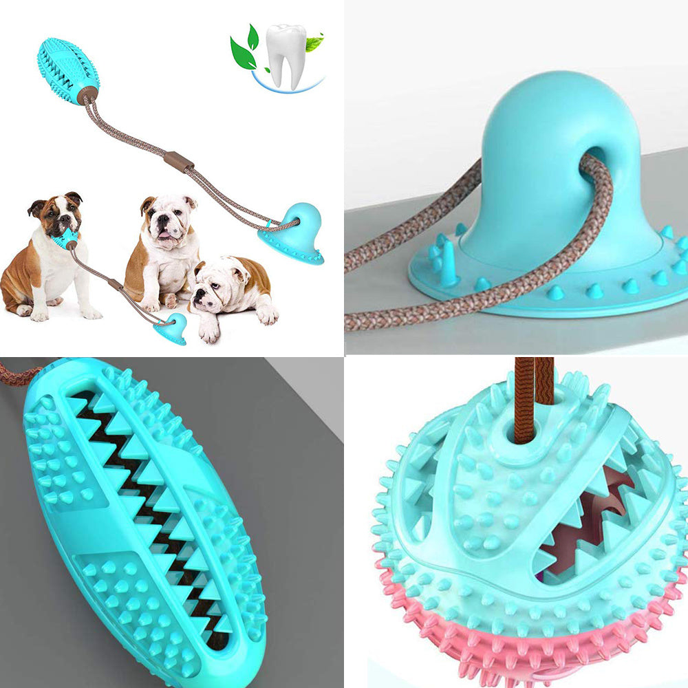 Suction Cup Tug Rope Dog Toy – Treat Dispenser & Dental Chew for Self-Play