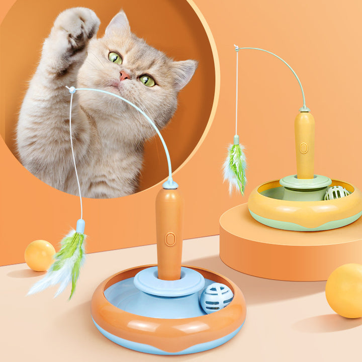 Interactive Cat Turntable Toy – Battery-Powered Indoor Hunting Fun – grooming kit