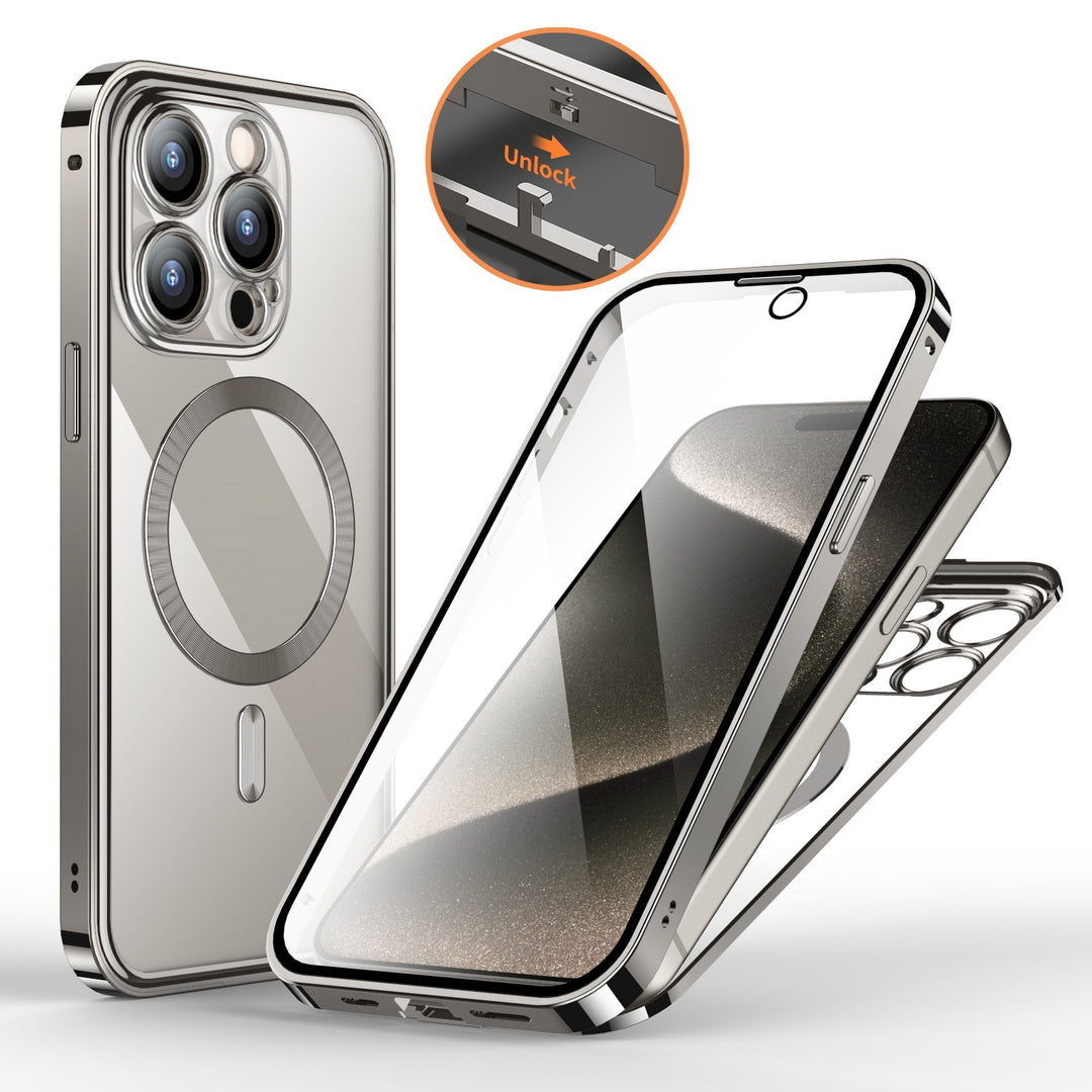 360° Magnetic Privacy iPhone Case – Metal Double-Lock Full Protection Cover – phone-case