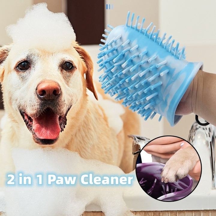 2-in-1 Dog Paw Cleaner & Bath Brush – Portable Silicone Grooming Cup – grooming kit