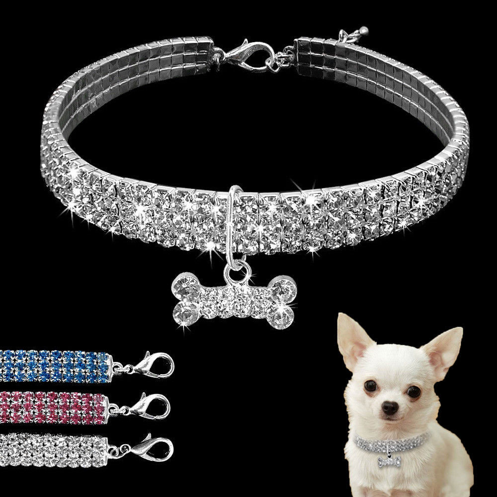 Crystal Rhinestone Pet Collar – Bling Necklace for Small Dogs & Cats