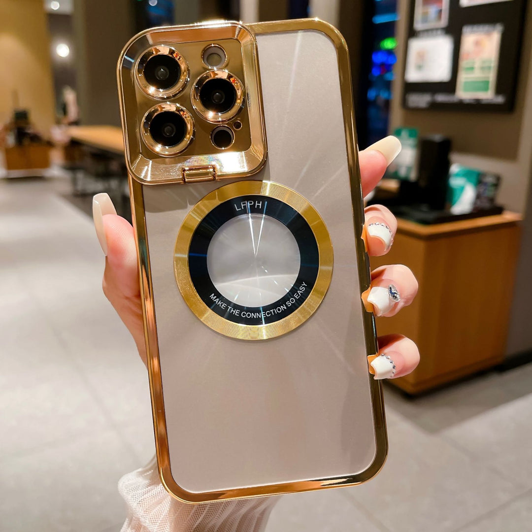 Electroplated Phone Case Luxury Plating CD Pattern Magsafe Bracket Case For  12 13 14 Pro Max Invisible Camera Stand Holder Lens Holder Magnetic Suction - JEFF's Favorite Picks