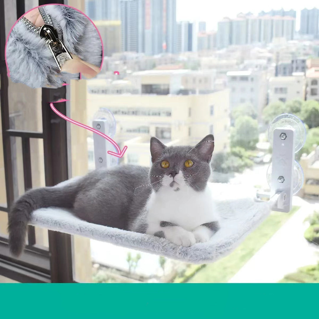 Plush Suction Cup Window Cat Perch – Cozy Window Hammock for Sun-Loving Cats