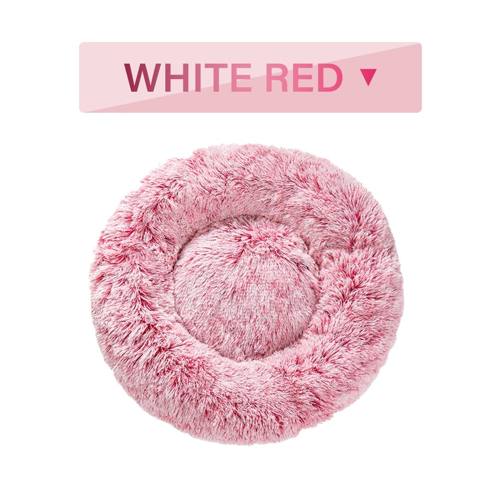 Fluffy Donut Dog Bed – Calming Plush Bed for Cats & Dogs (S–XL)