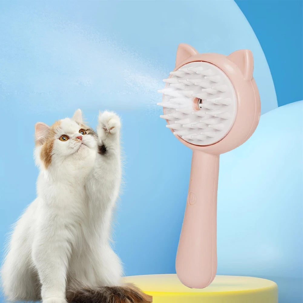 Steam Pet Grooming Brush – Rechargeable, Soothing Brush for Cats & Small Dogs
