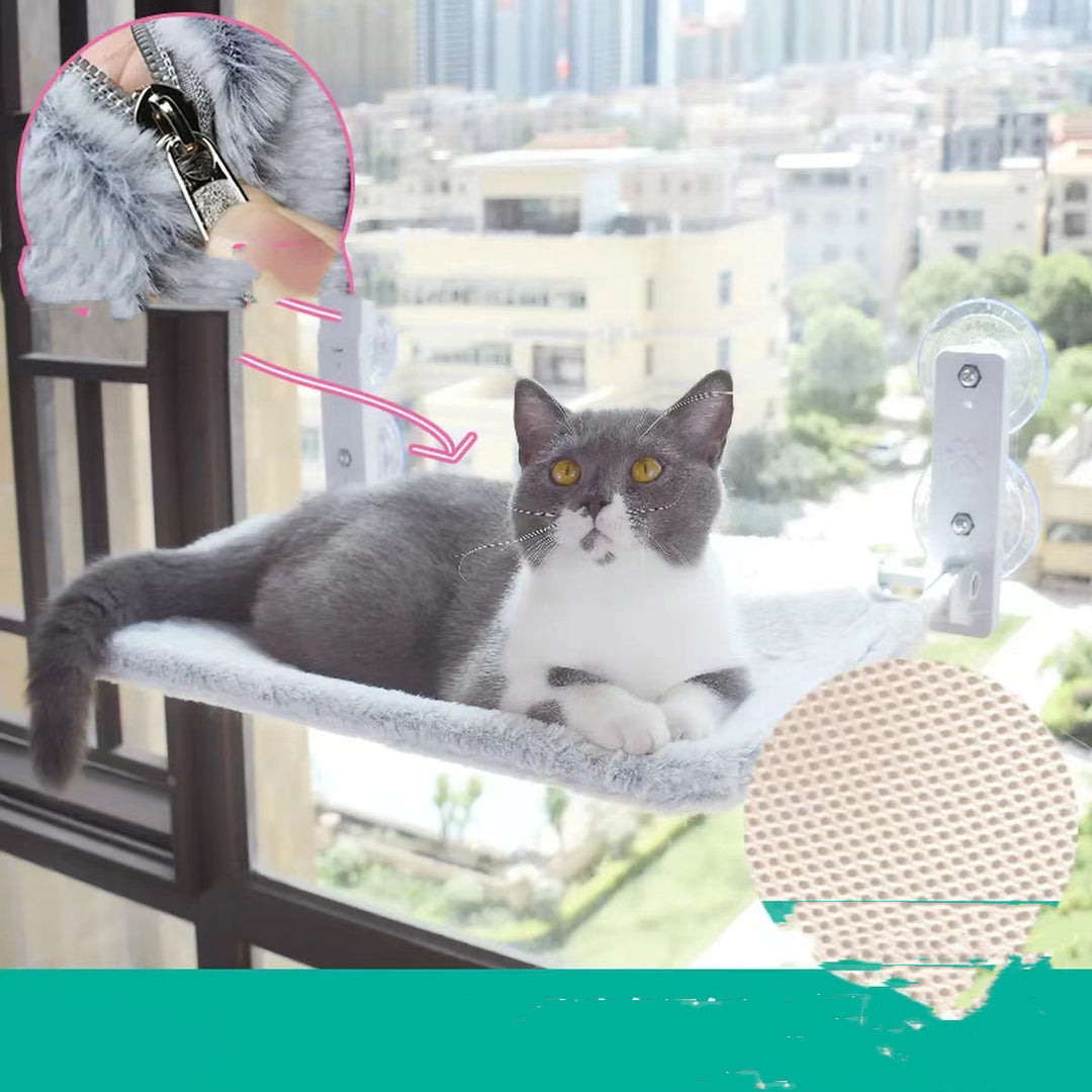 Plush Suction Cup Window Cat Perch – Cozy Window Hammock for Sun-Loving Cats