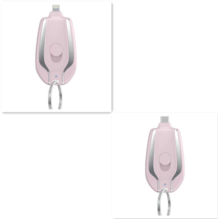 Mini Keyring Power Bank with Built-in Lightning or Type-C Cable – 1500mAh Emergency Charger