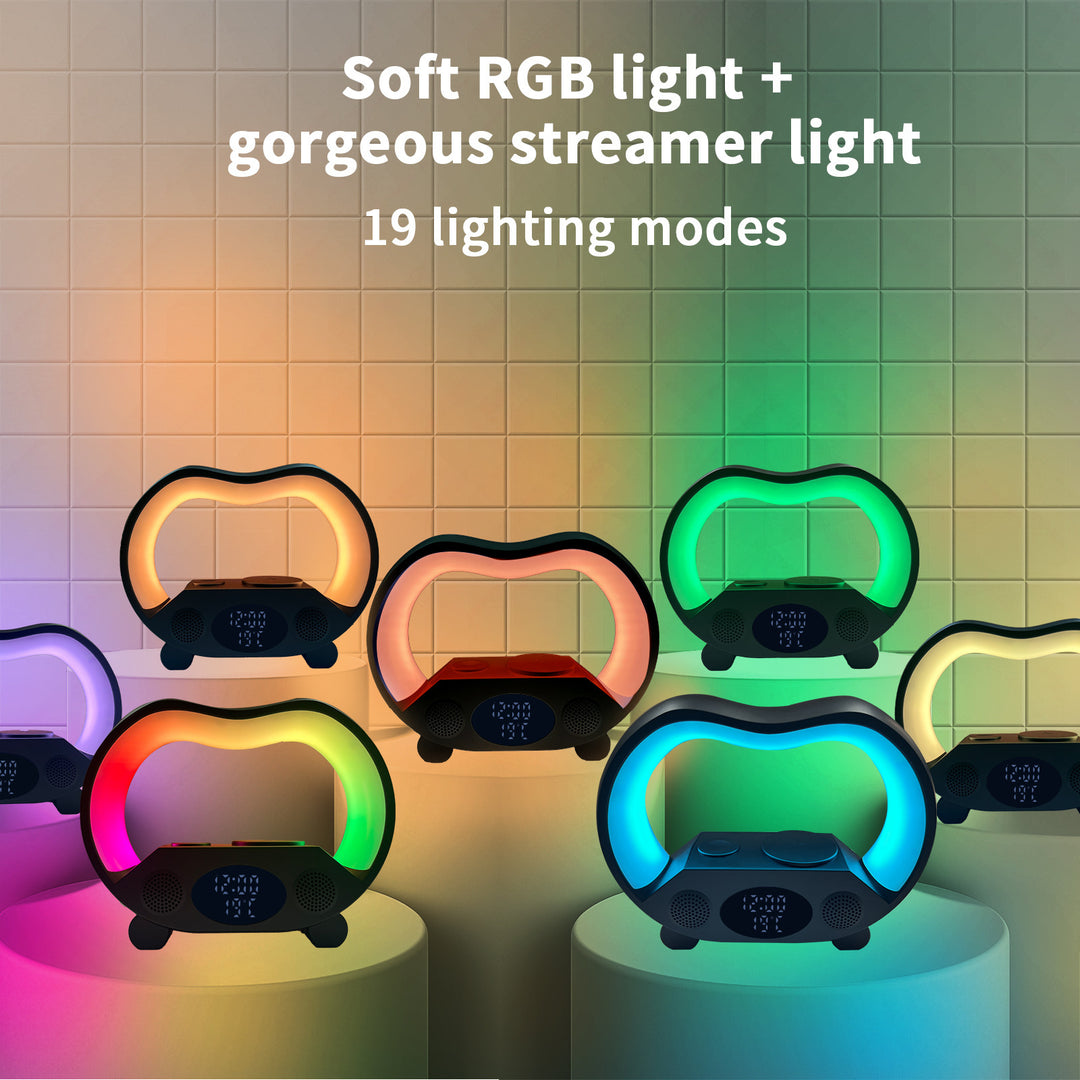6-in-1 Smart LED Table Lamp – Wireless Charger, Bluetooth Speaker, Clock & More – power-bank