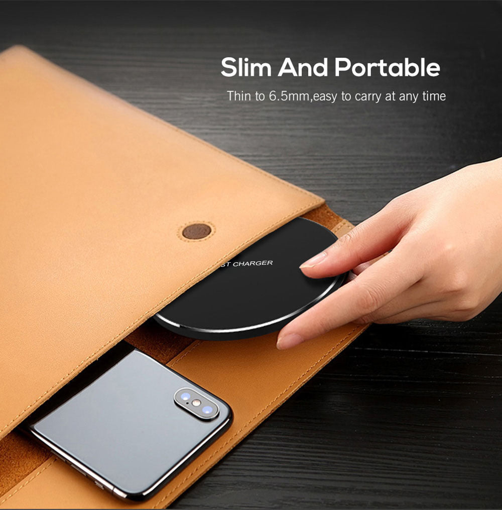 10W Frosted Wireless Charger with Mirror – Slim Qi Pad for Fast Charging – power-bank