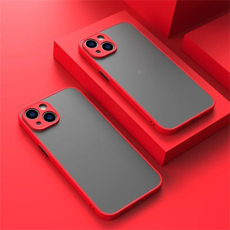 Frosted Acrylic 3D iPhone Case – Drop-Proof Color Block Matte Cover
