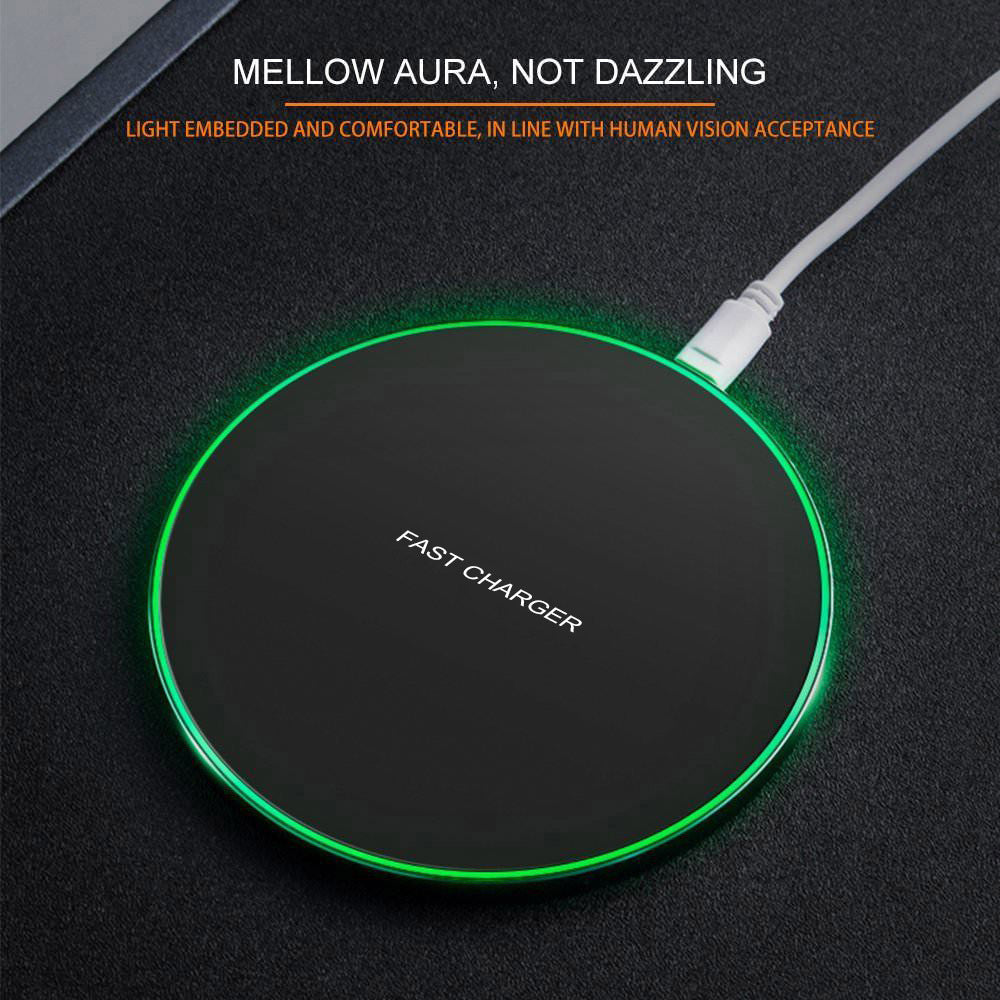 10W Frosted Wireless Charger with Mirror – Slim Qi Pad for Fast Charging – power-bank