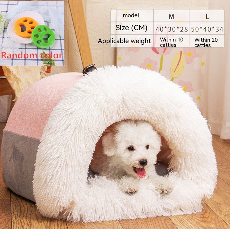 Cozy Cat House Villa – Semi-Enclosed Plush Pet Nest for Cats & Small Dogs