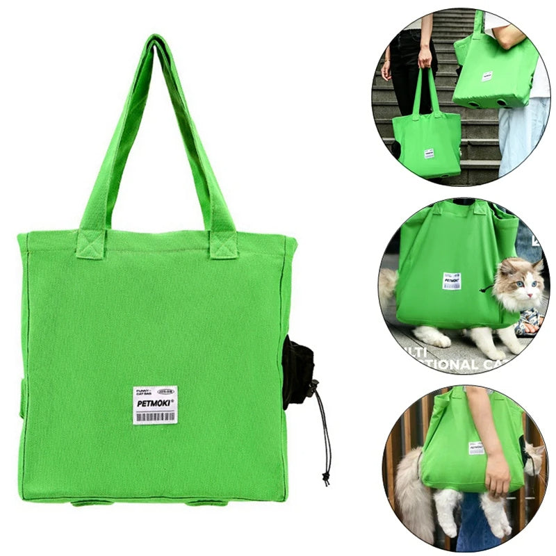 Canvas Pet Backpack Carrier – Comfortable & Breathable Travel Bag for Small Dogs & Cats (Green)