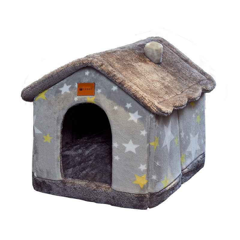 Self-Warming Plush Pet Nest Bed – Cozy Indoor Bed for Cats & Small Dogs
