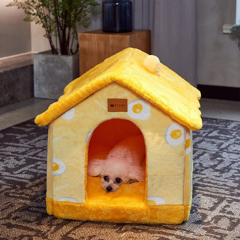 Self-Warming Plush Pet Nest Bed – Cozy Indoor Bed for Cats & Small Dogs