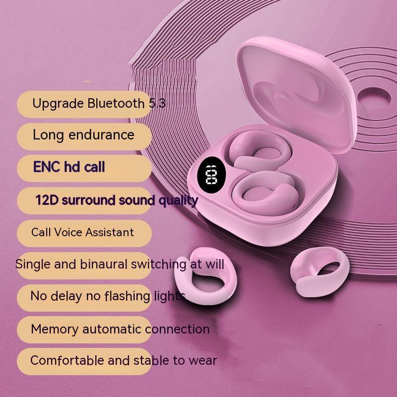 Bluetooth 5.3 LED Ear Clip Wireless Earbuds