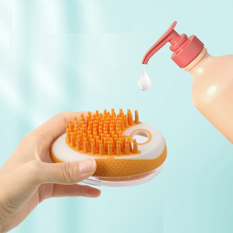 2-in-1 Pet Bath & Grooming Brush – Silicone Brush with Shampoo Dispenser – grooming kit