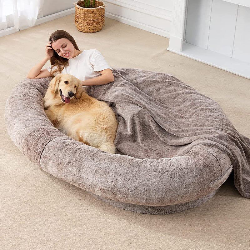 Cozy Large Fabric Pet Nest – Soft Washable Dog & Cat Lounger – grooming kit