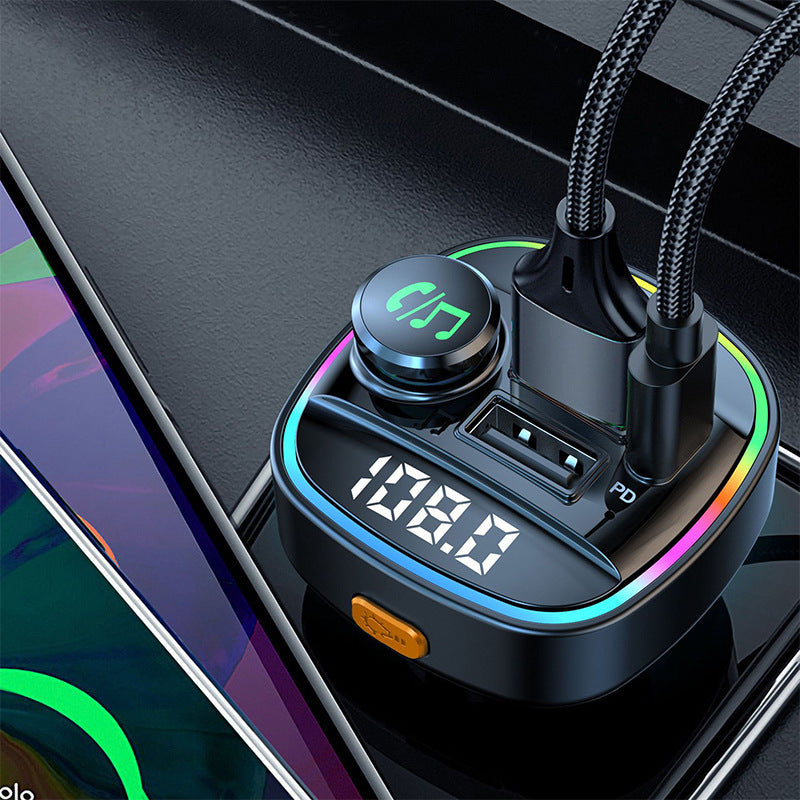 Bluetooth Car MP3 Charger – FM Transmitter, QC3.0/PD Fast Charging, RGB Display