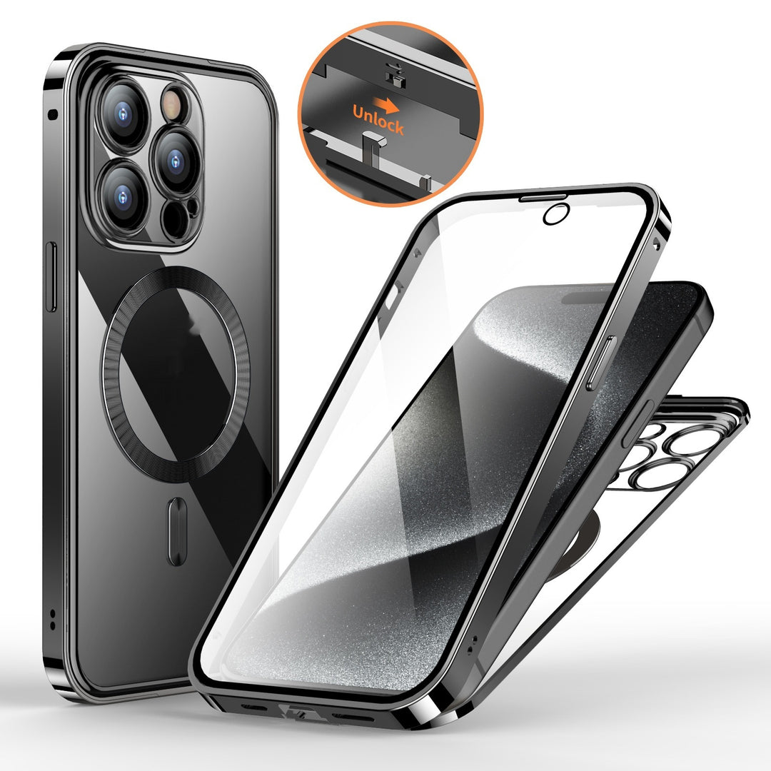 360° Magnetic Privacy iPhone Case – Metal Double-Lock Full Protection Cover – phone-case