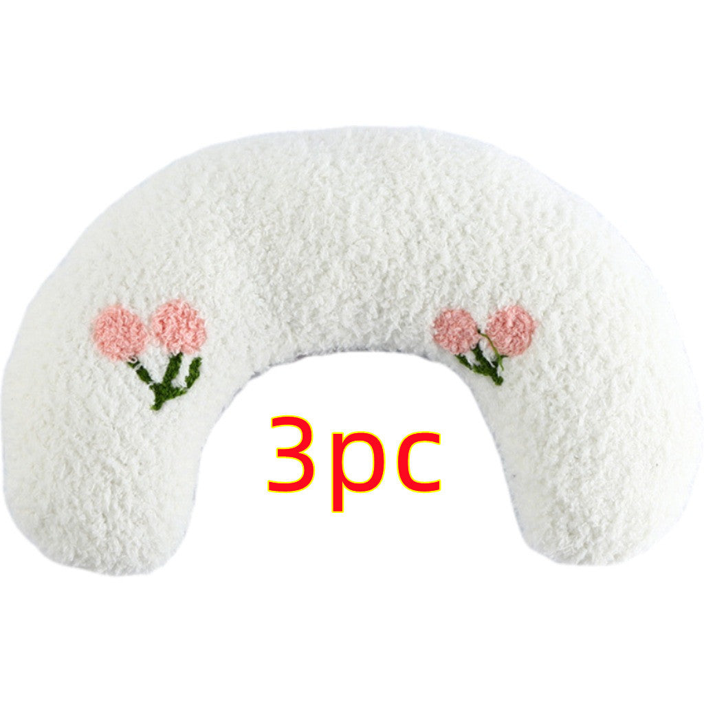Plush Pet Calming Pillow – Half Donut Bed for Small Dogs & Cats (Up to 10 lbs)