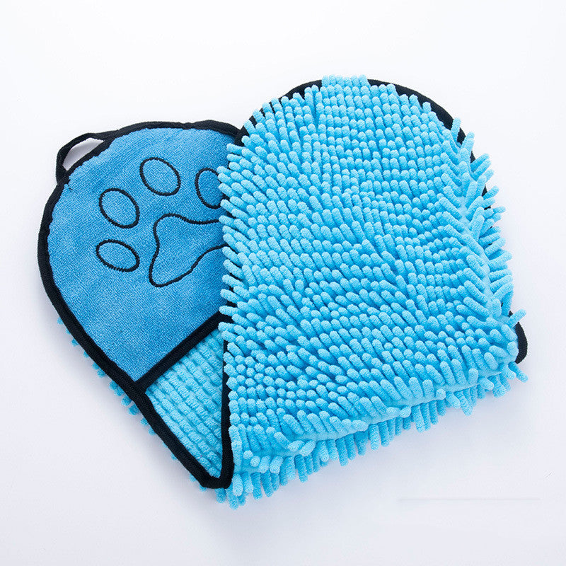 Super Absorbent Chenille Pet Drying Towel – Double Pocket Quick-Dry Towel for Dogs & Cats